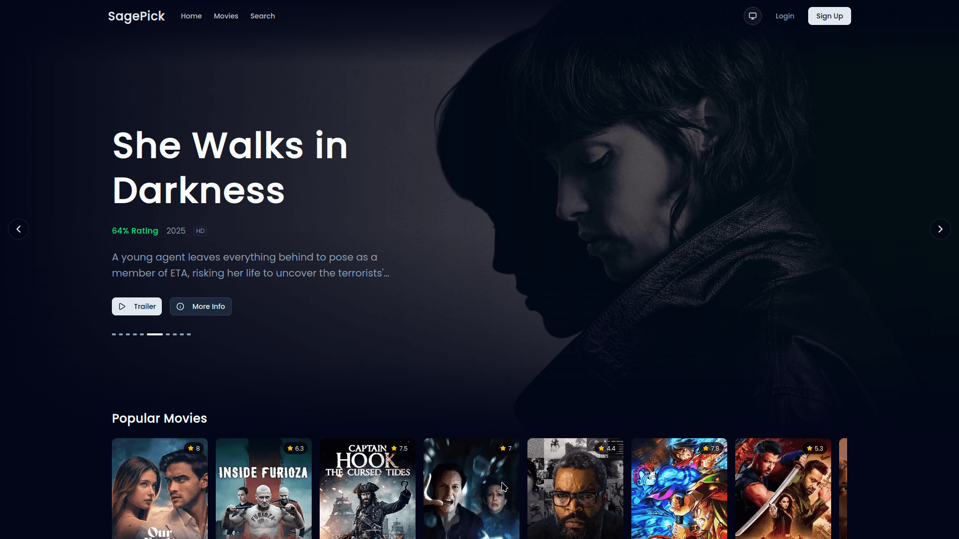 Screens from the SagePick media discovery platform